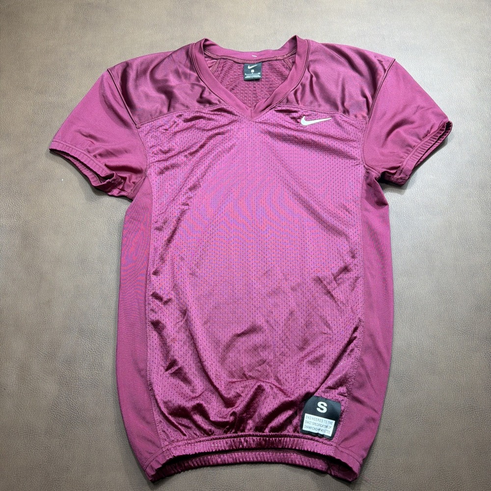 NIKE Blank Mesh Football Men's Small Jersey Y2K Burgundy Maroon Practice